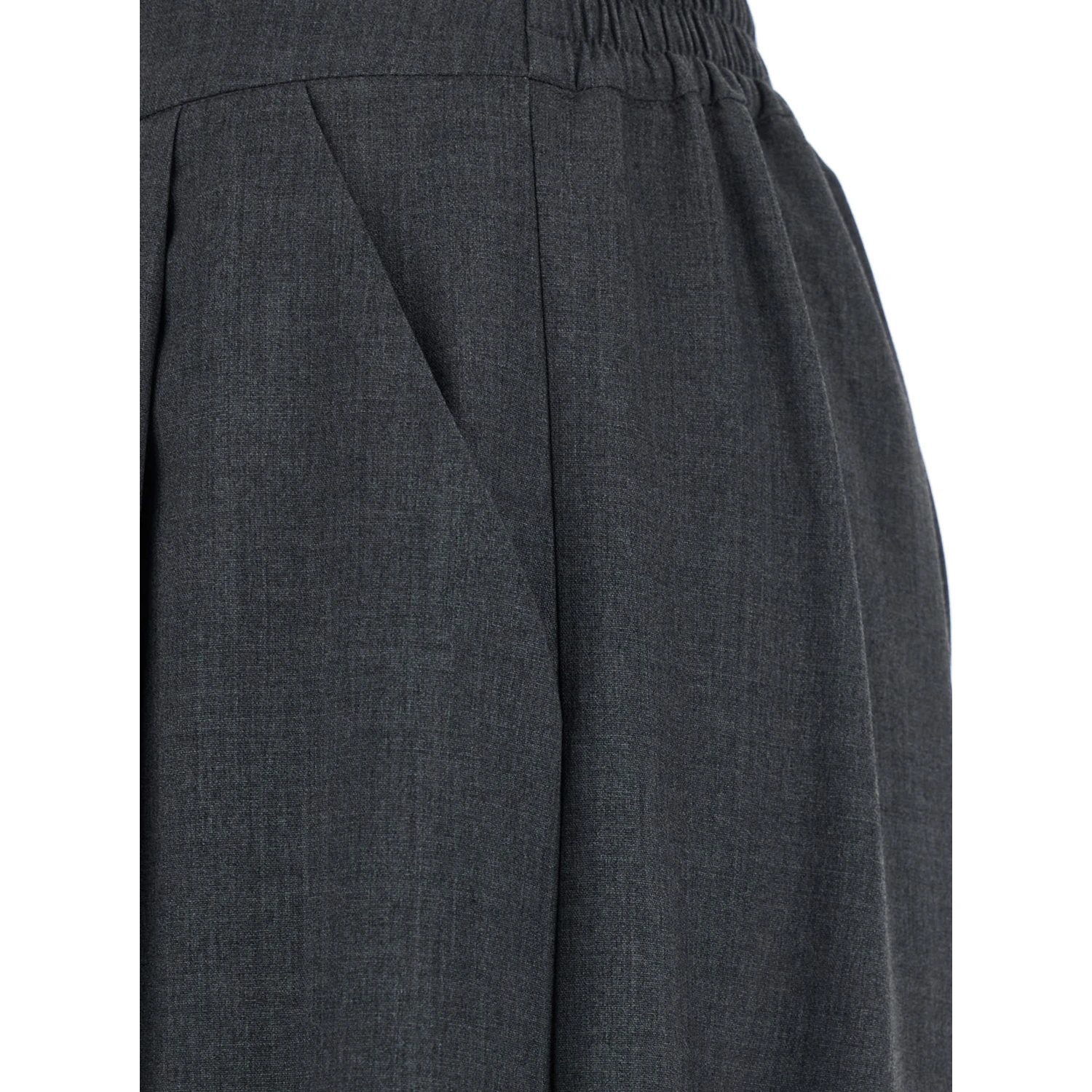 Grey Pants with Semi-Elastic Waist and Oversize Design in Fabric Woman