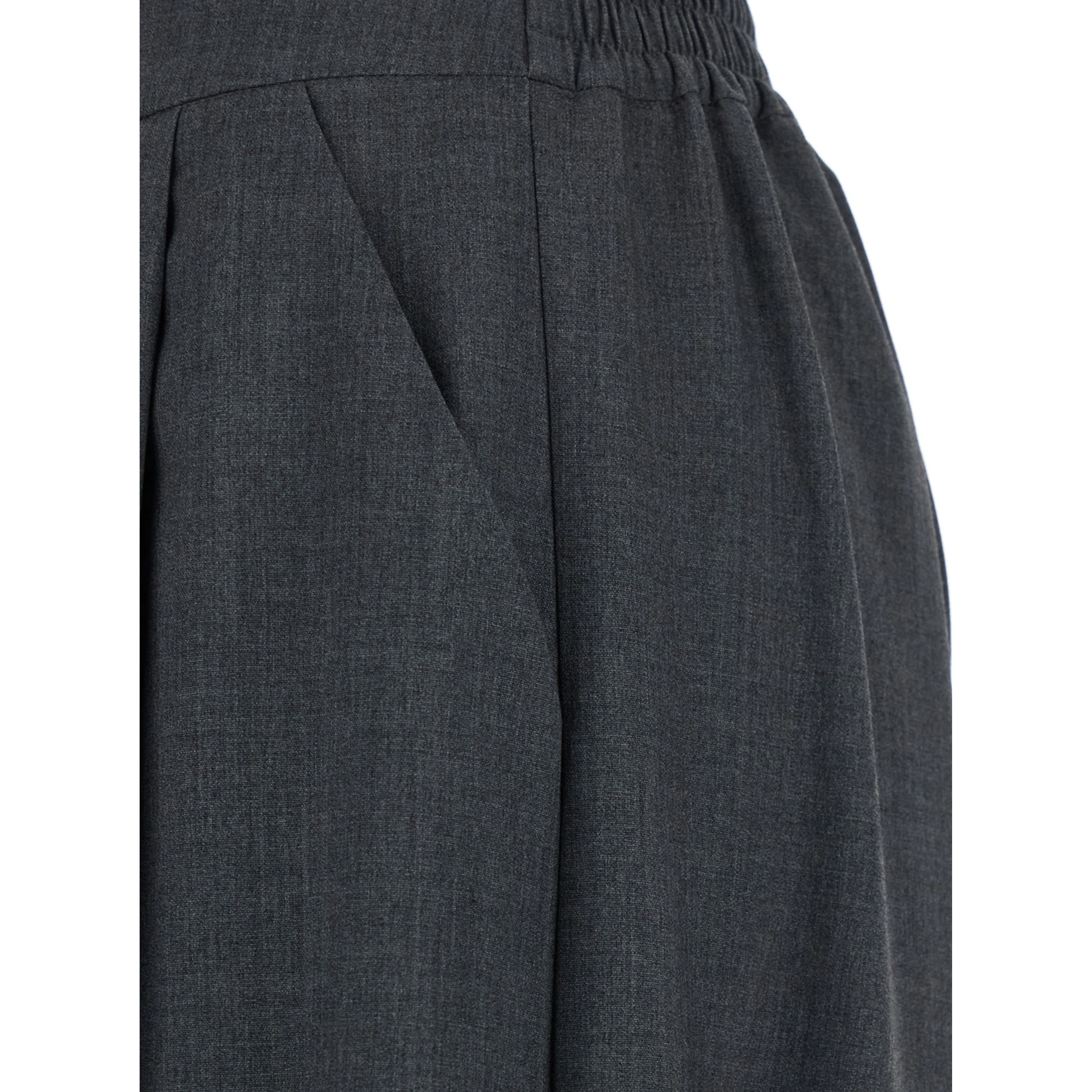 Grey Pants with Semi-Elastic Waist and Oversize Design in Fabric Woman