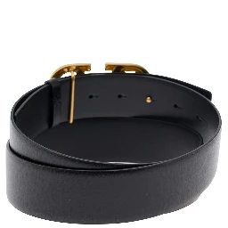 Black Belt with VLogo Buckle in Leather Man
