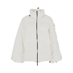 Tignes White Down Jacket with Removable Collar with Buttons and Puller with Logo on the Waist in Tech Fabric Woman