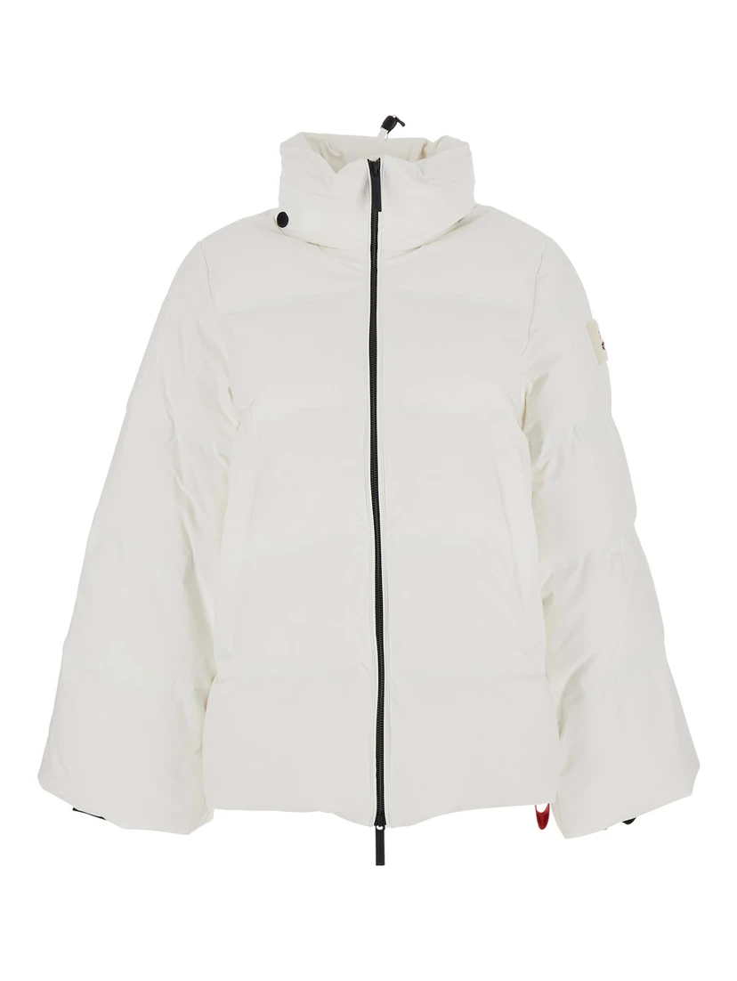 Tignes White Down Jacket with Removable Collar with Buttons and Puller with Logo on the Waist in Tech Fabric Woman