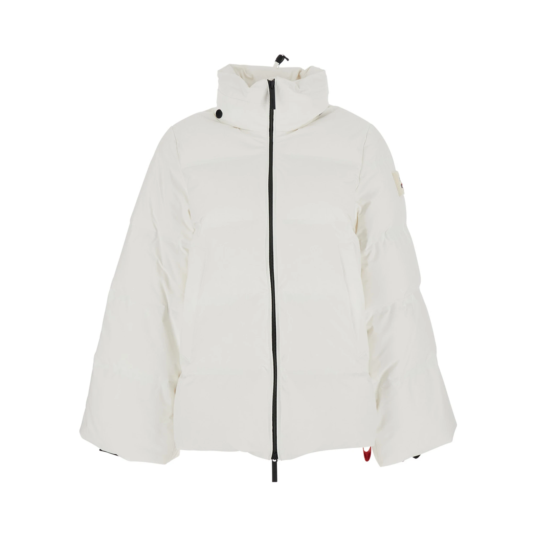 Tignes White Down Jacket with Removable Collar with Buttons and Puller with Logo on the Waist in Tech Fabric Woman