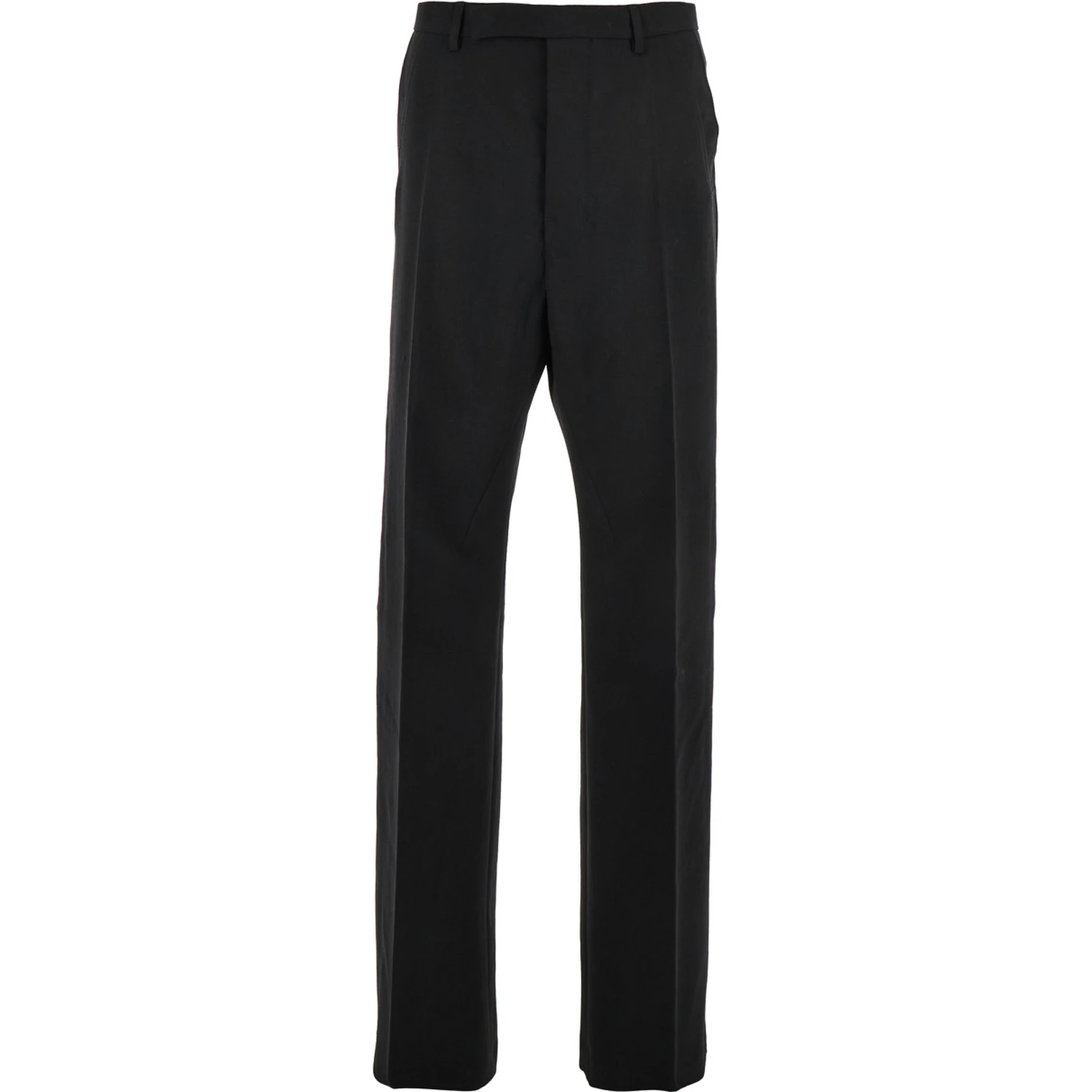 Geth Black Tailored Trousers with Belt Loops in Wool Man