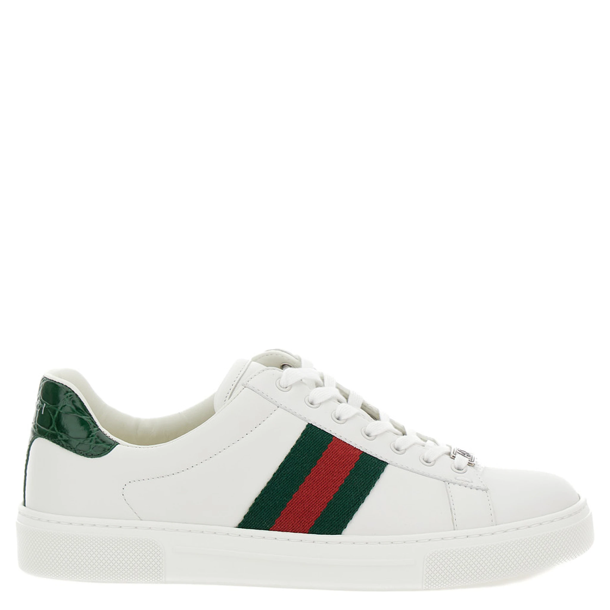 Ace White Low Top Sneakers with Web Detail in Leather Woman