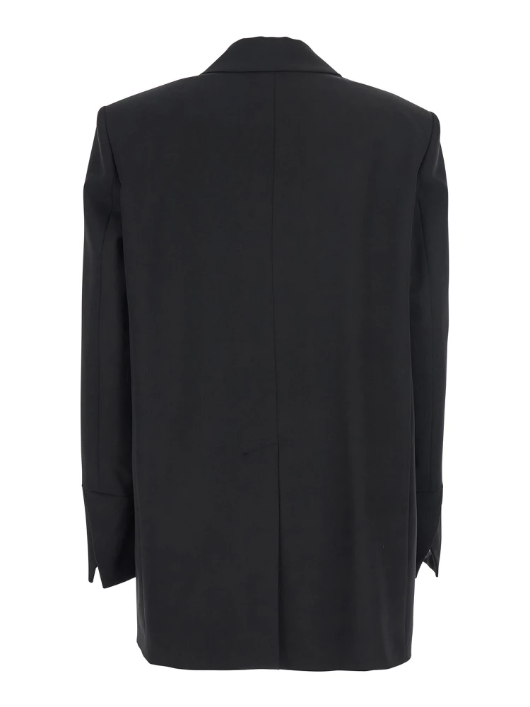 Kamut Black Single-Breasted Jacket with Peak Revers in Viscose Blend Stretch Woman alternative