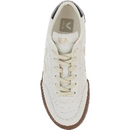 Panenka White Low Top Sneakers with Logo Patch on the Side and Contrasting Heel with Logo Lettering in Leather Unisex