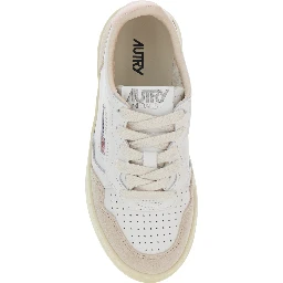 Medalist White Low Top Sneakers with Logo Patch on Tongue and Side in Leather Girl