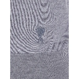 Grey Polo Shirt with Classic Collar and Logo Embroidery on the Front in Wool and Silk Woman