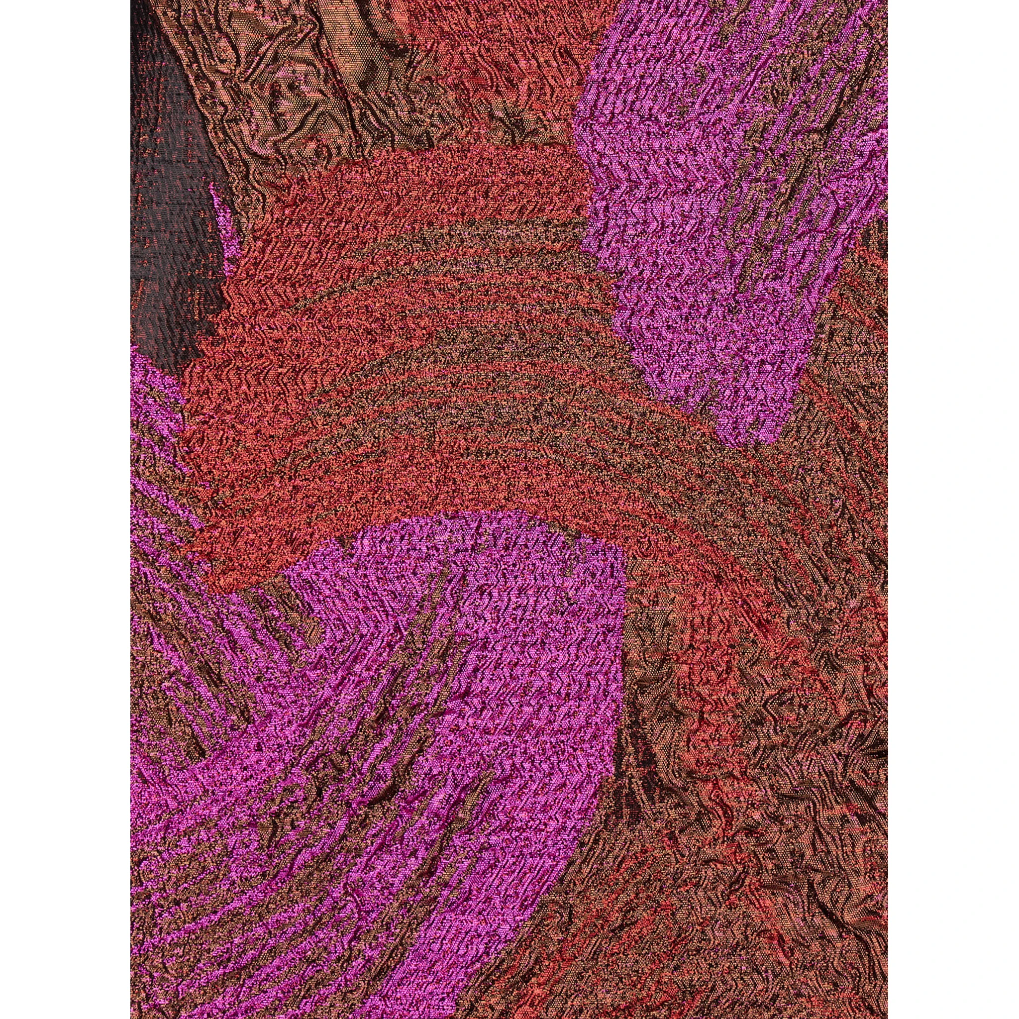 Fuchsia Mini Skirt with All-Over Broccato Motif and Concealed Rear Zip Closure in Tech Fabric Woman