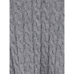 Grey Polo Shirt with Woven Design in Wool Man