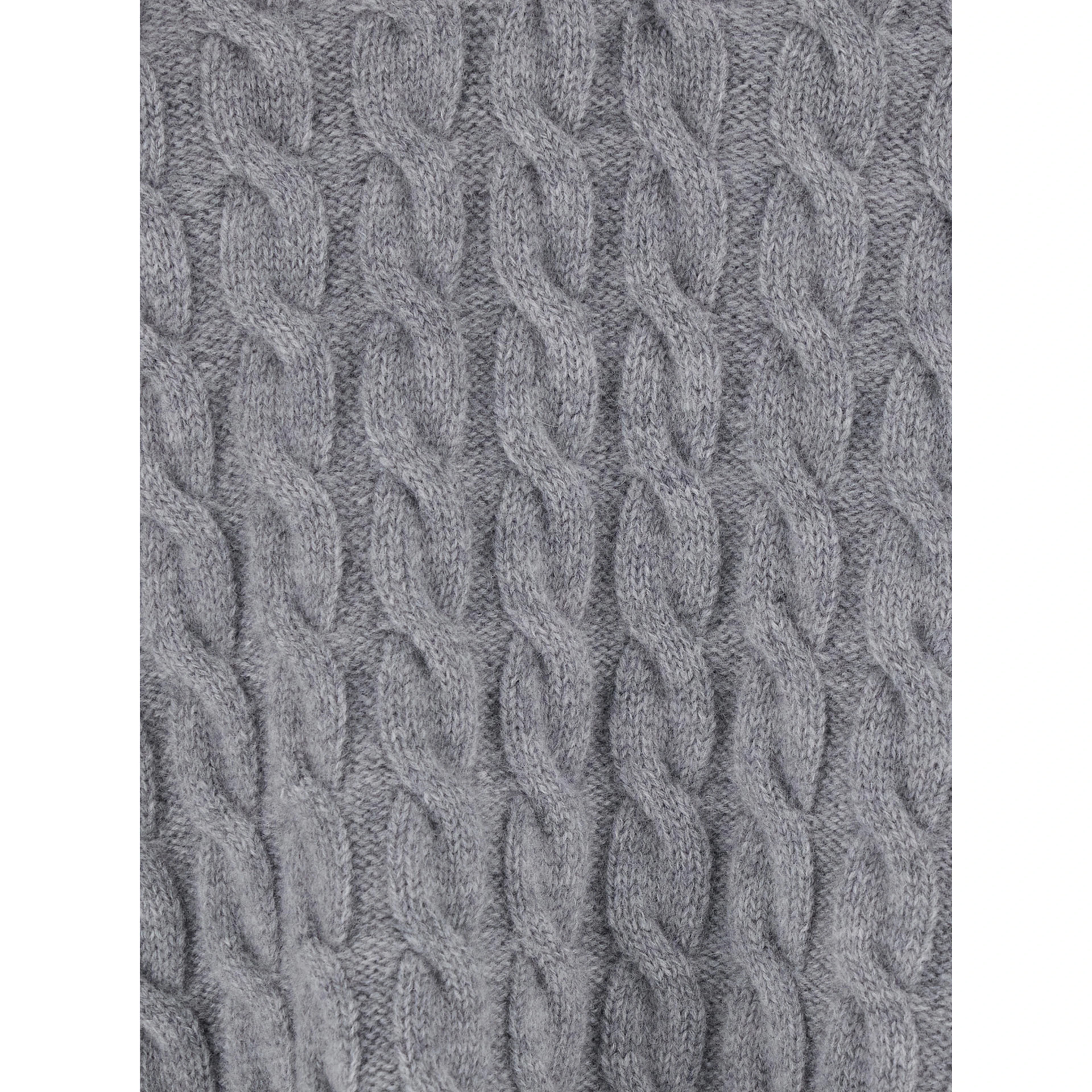 Grey Polo Shirt with Woven Design in Wool Man