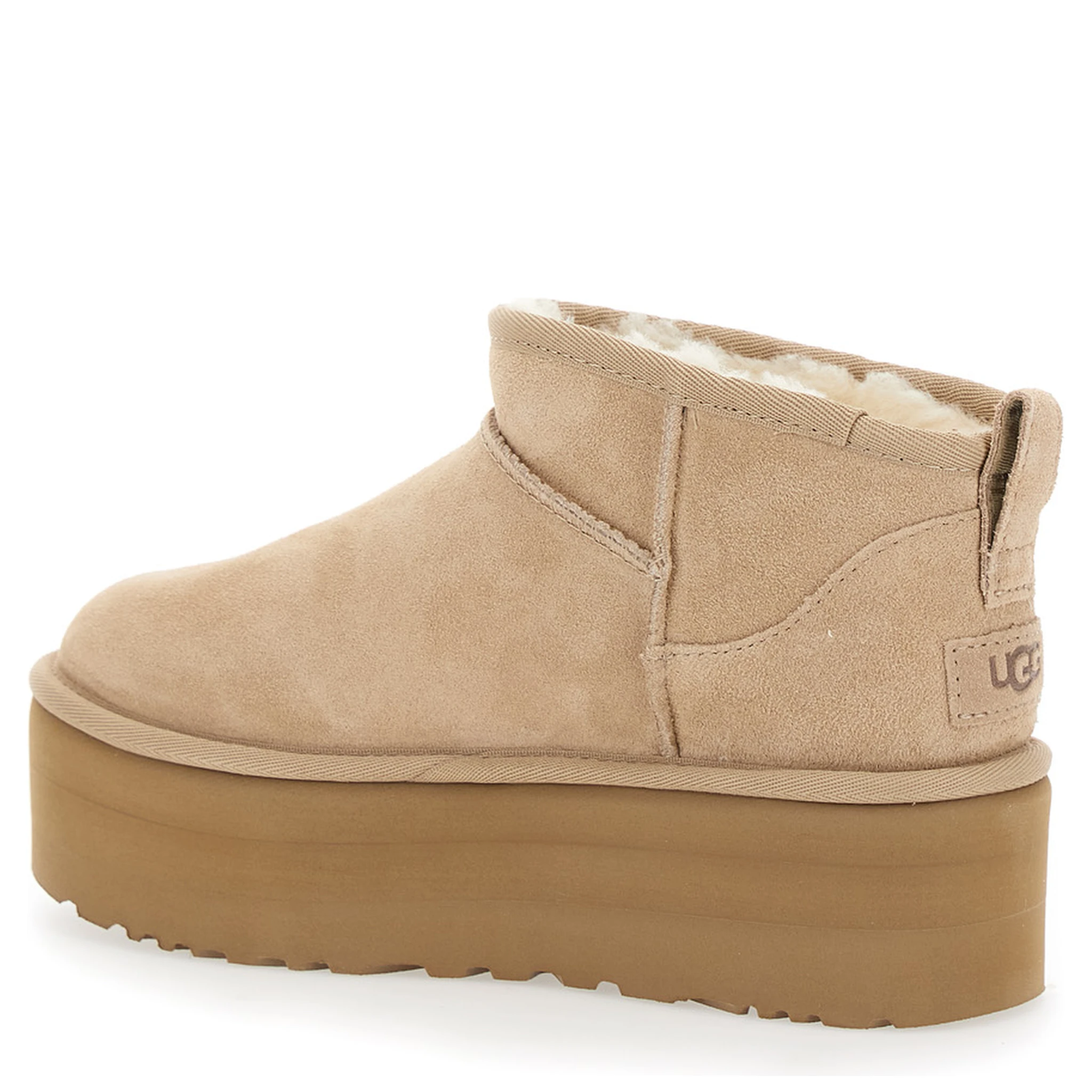 Classic Ultramini Beige Ankle Boots with Platform in Suede Woman