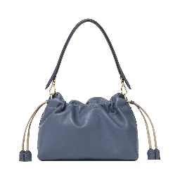 Mamma Baguette Medium Blue Shoulder Bag with FF Closure on the Front in Leather Woman