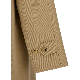 Beige Single-Breasted Coat with One Single Button in Cotton Man