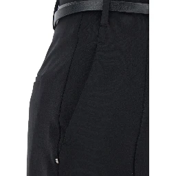 Texas Black Pants with Belt with Metallic Buckle in Fabric Woman