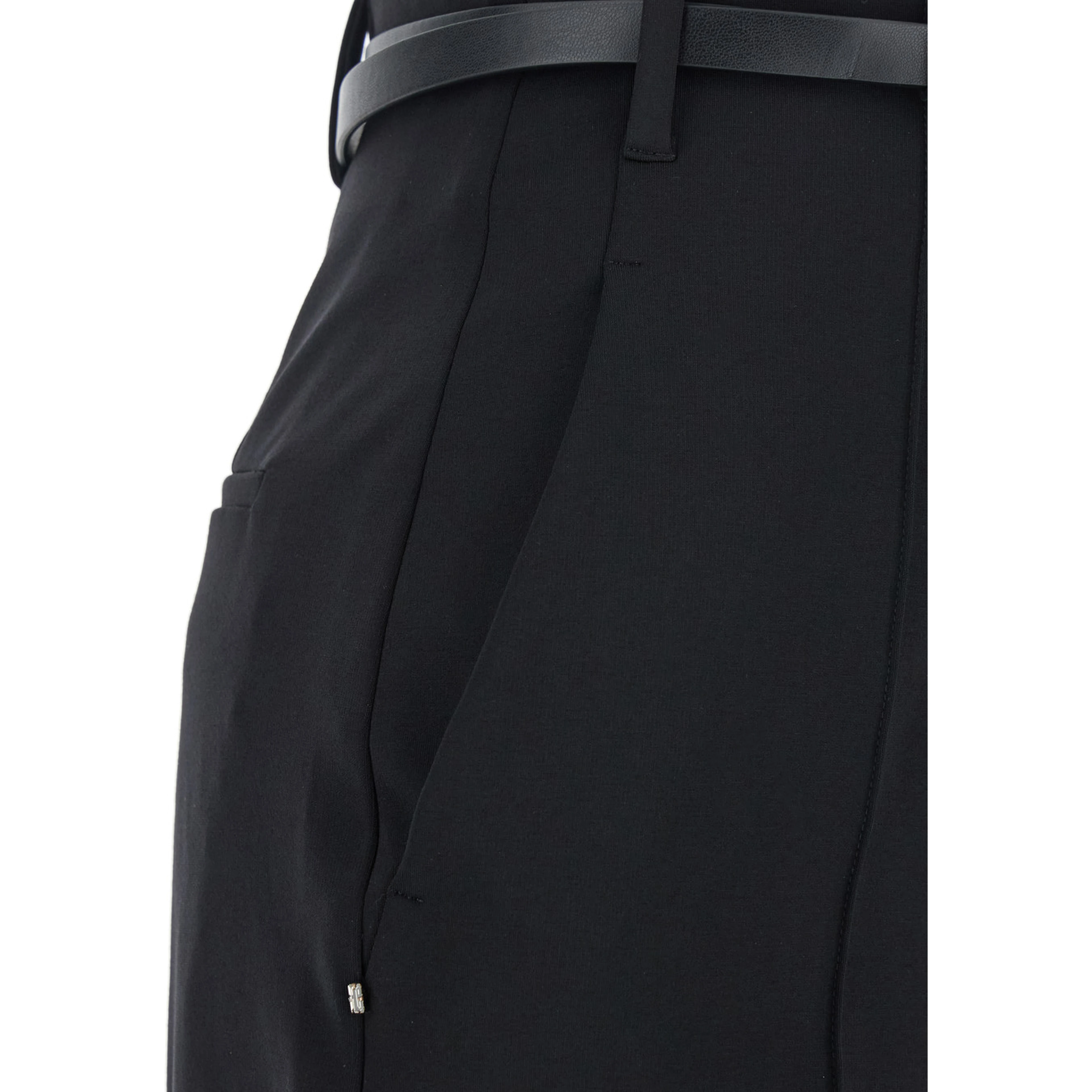 Texas Black Pants with Belt with Metallic Buckle in Fabric Woman