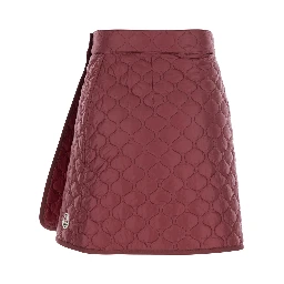 Bordeaux Miniskirt with Quilted Motif and Logo Patch on the Rear in Tech Fabric Woman