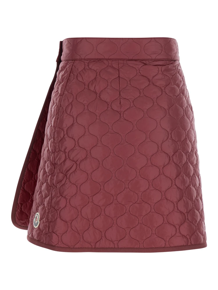 Bordeaux Miniskirt with Quilted Motif and Logo Patch on the Rear in Tech Fabric Woman alternative