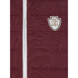 Bordeaux Sleeveless Down Jacket with Logo Patch on the Front in Cotton Blend Woman