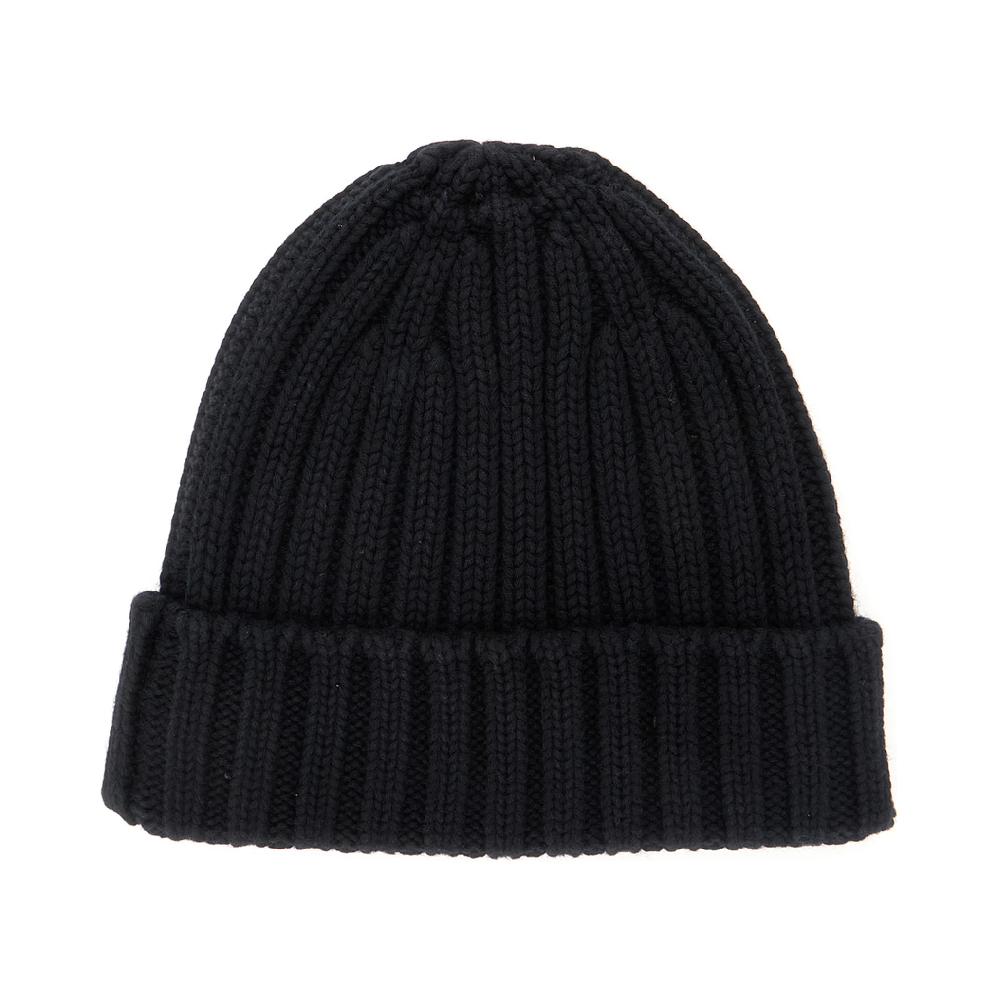 Kiruna Black Knit Beanie with Logo Embroidery on the Front in Cotton Blend Woman