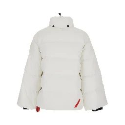 Tignes White Down Jacket with Removable Collar with Buttons and Puller with Logo on the Waist in Tech Fabric Woman