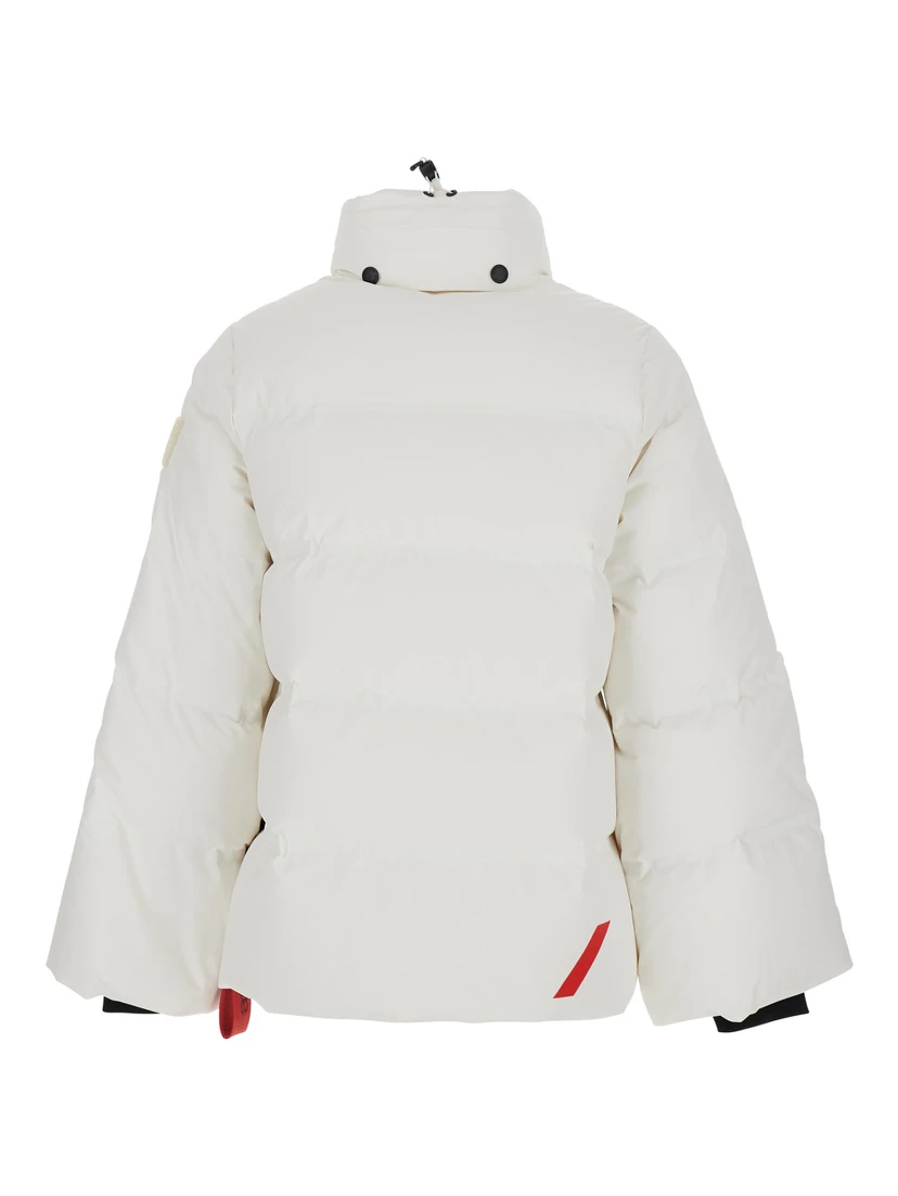 Tignes White Down Jacket with Removable Collar with Buttons and Puller with Logo on the Waist in Tech Fabric Woman