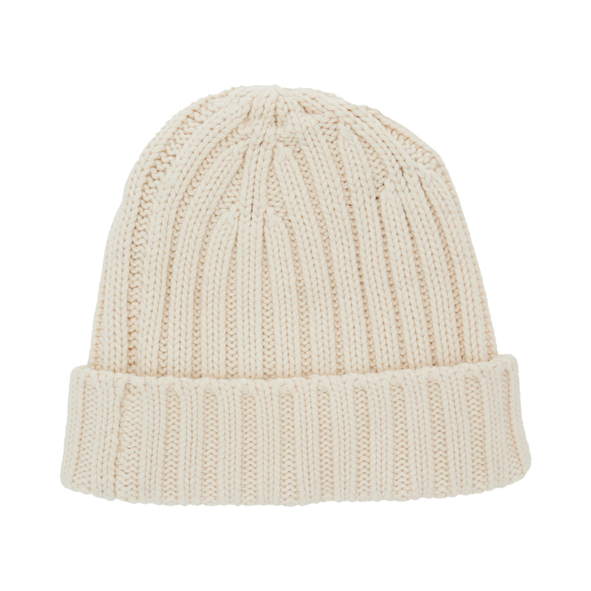 Kiruna White Knit Beanie with Logo Embroidery on the Front in Cotton Blend Woman