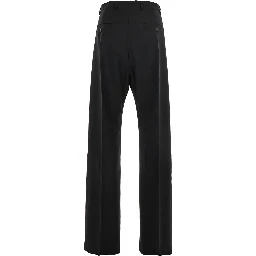 Geth Black Tailored Trousers with Belt Loops in Wool Man