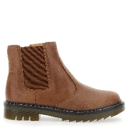 Brown Ankle Boots with Side Logo in Nubuck Leather Girl