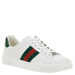 Ace White Low Top Sneakers with Web Detail in Leather Woman
