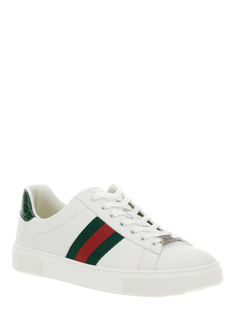 Ace White Low Top Sneakers with Web Detail in Leather Woman alternative