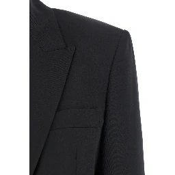 Kamut Black Single-Breasted Jacket with Peak Revers in Viscose Blend Stretch Woman