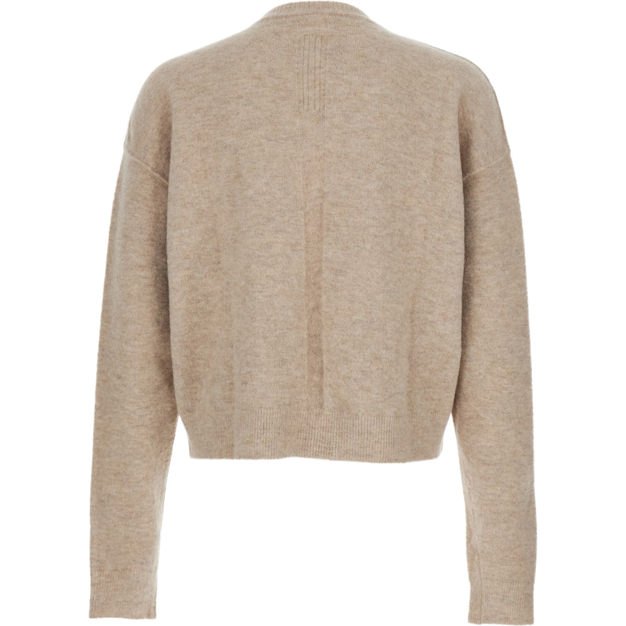 Beige Sweater with V Neck and Dropped Shoulders in Wool Blend Man