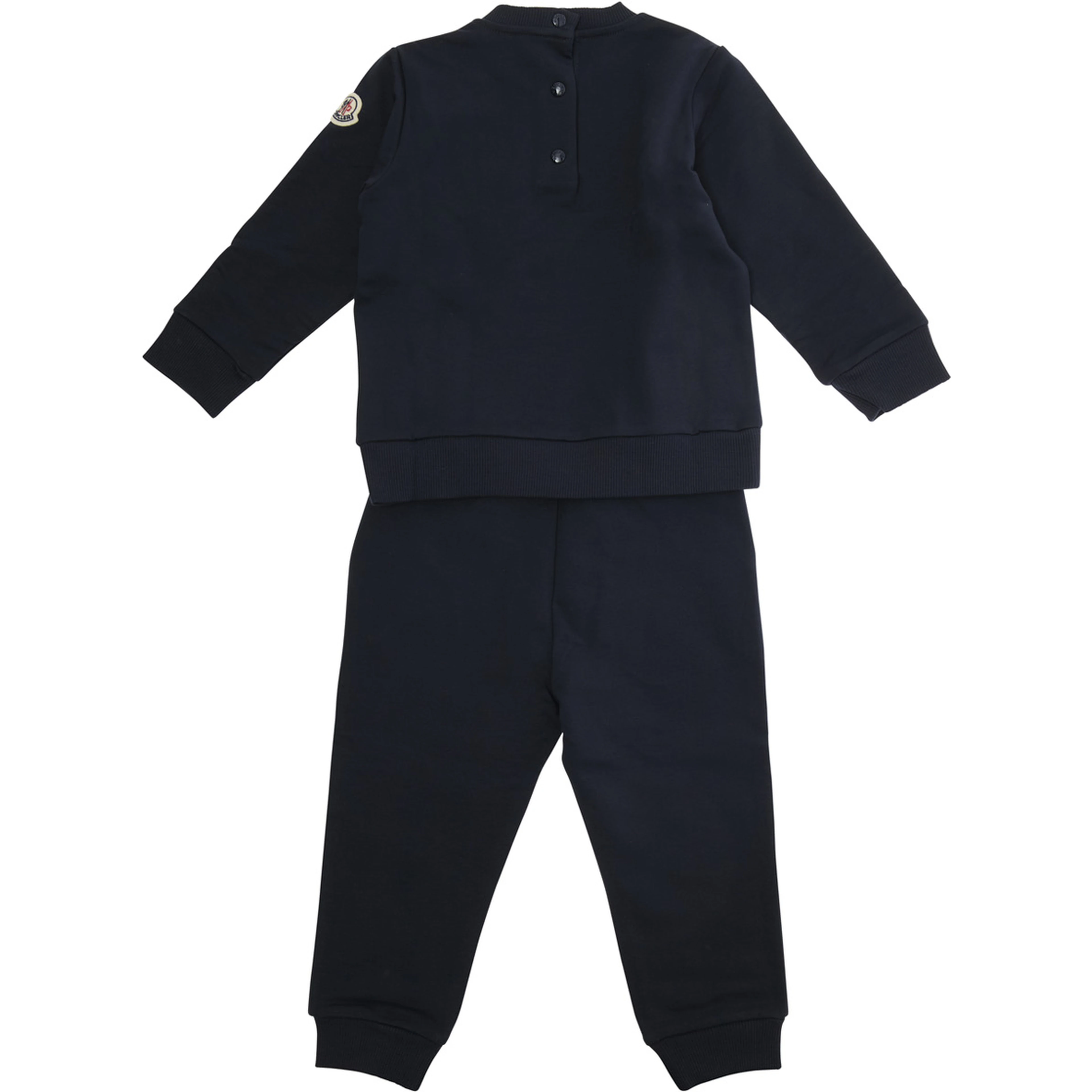 Blue Crewneck Tracksuit with Rear Button Closure and Logo Patch on the Sleeve in Cotton Baby