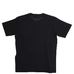 Black T-Shirt with Round Neck and Logo Patch on the Front in Cotton Boy
