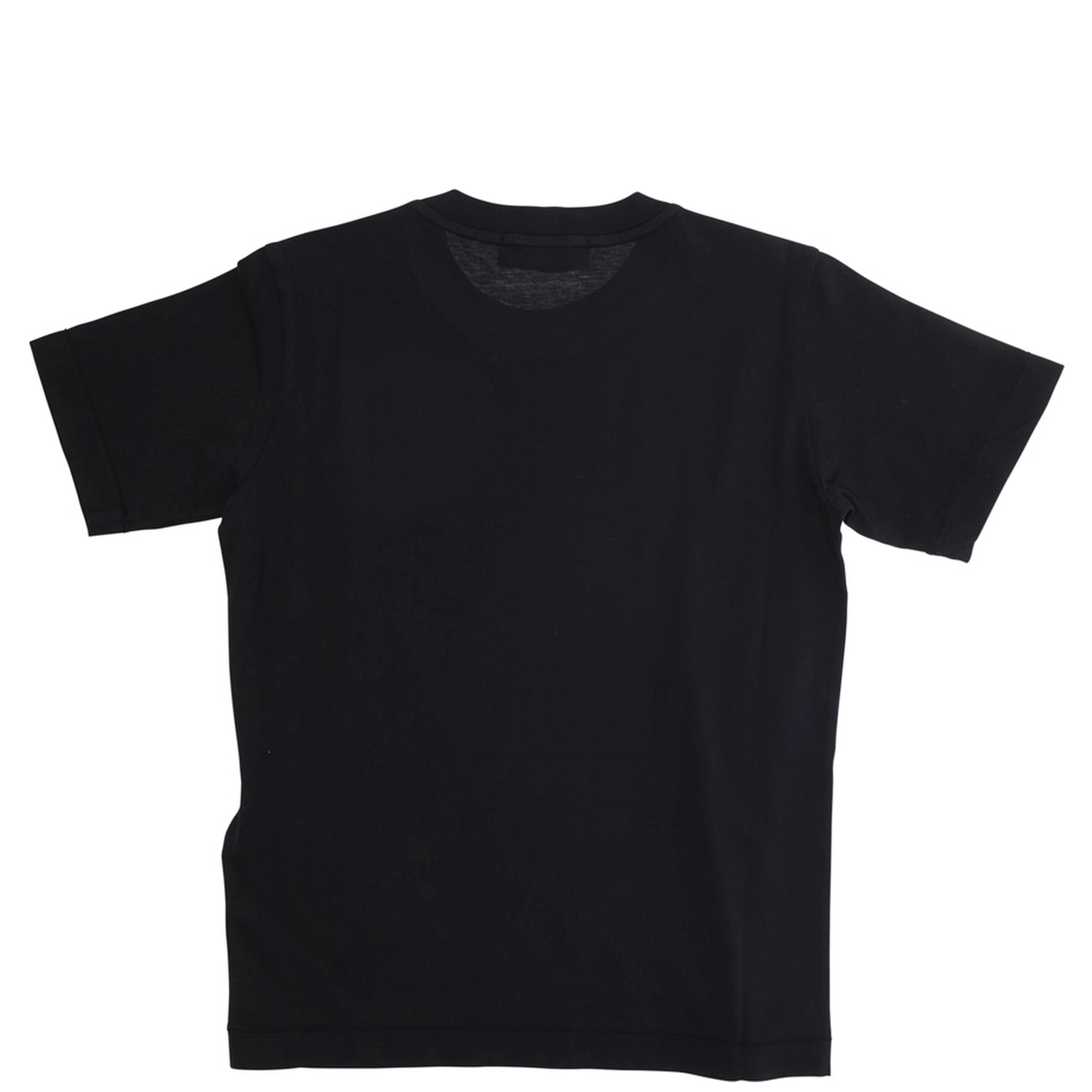 Black T-Shirt with Round Neck and Logo Patch on the Front in Cotton Boy