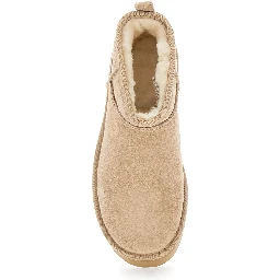 Classic Ultramini Beige Ankle Boots with Platform in Suede Woman