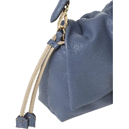 Mamma Baguette Medium Blue Shoulder Bag with FF Closure on the Front in Leather Woman