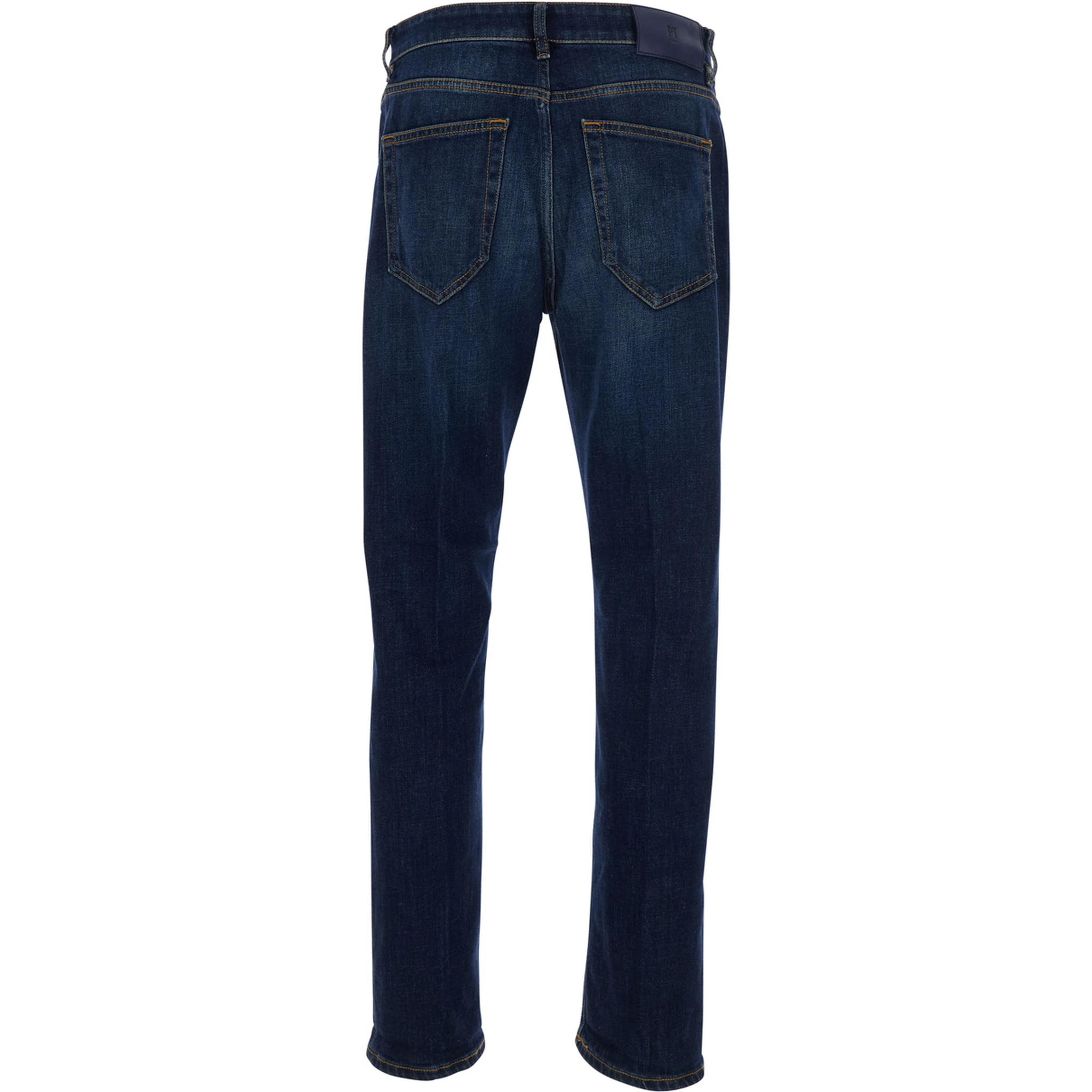 Blue Jeans with Logo Patch on the Rear and Belt Loops in Denim Man