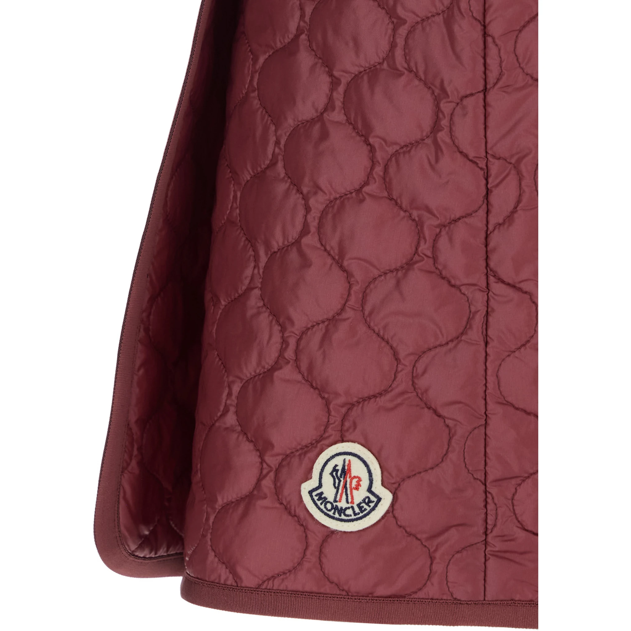 Bordeaux Miniskirt with Quilted Motif and Logo Patch on the Rear in Tech Fabric Woman