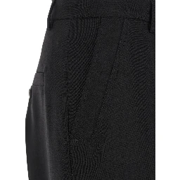 Geth Black Tailored Trousers with Belt Loops in Wool Man