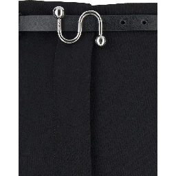 Texas Black Pants with Belt with Metallic Buckle in Fabric Woman