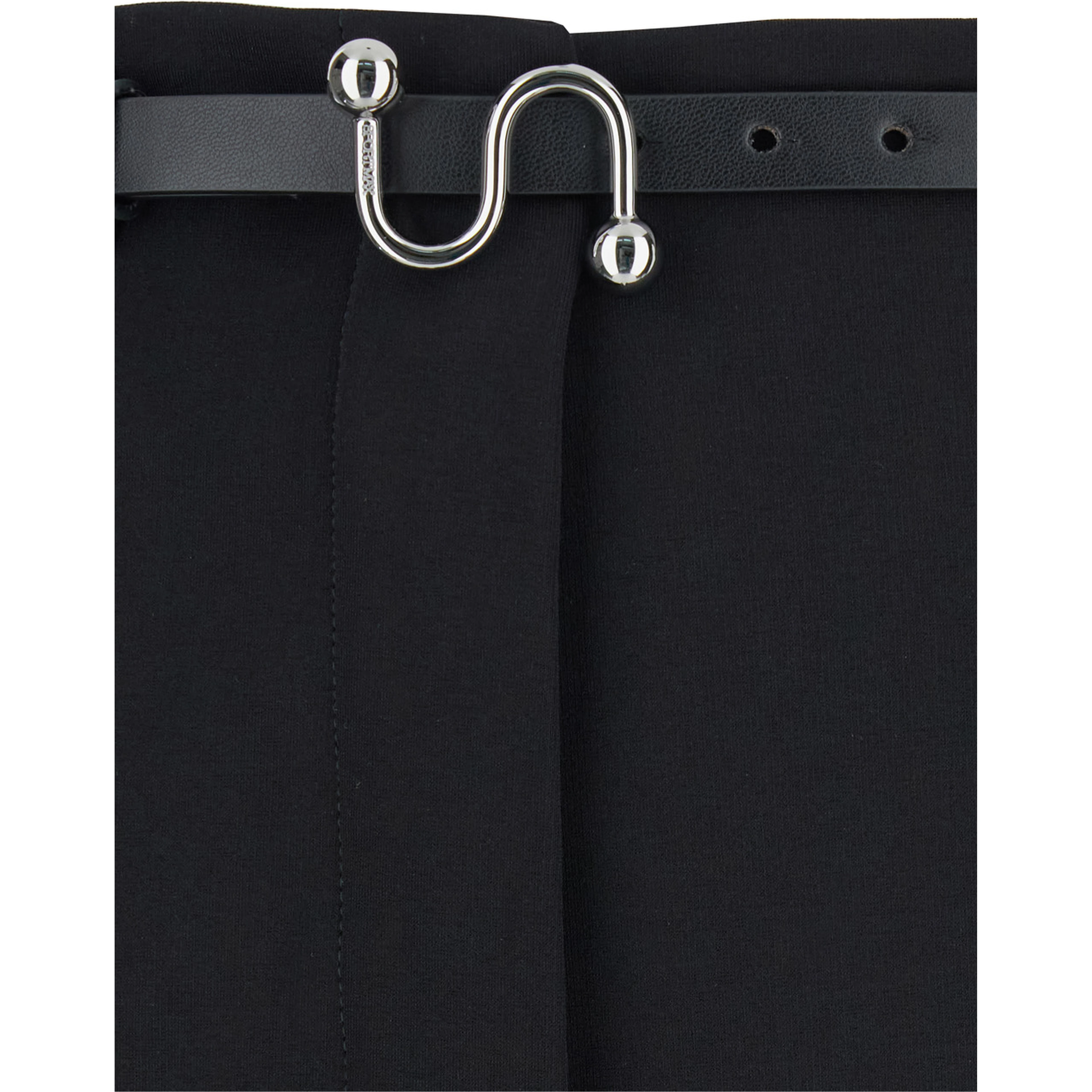 Texas Black Pants with Belt with Metallic Buckle in Fabric Woman