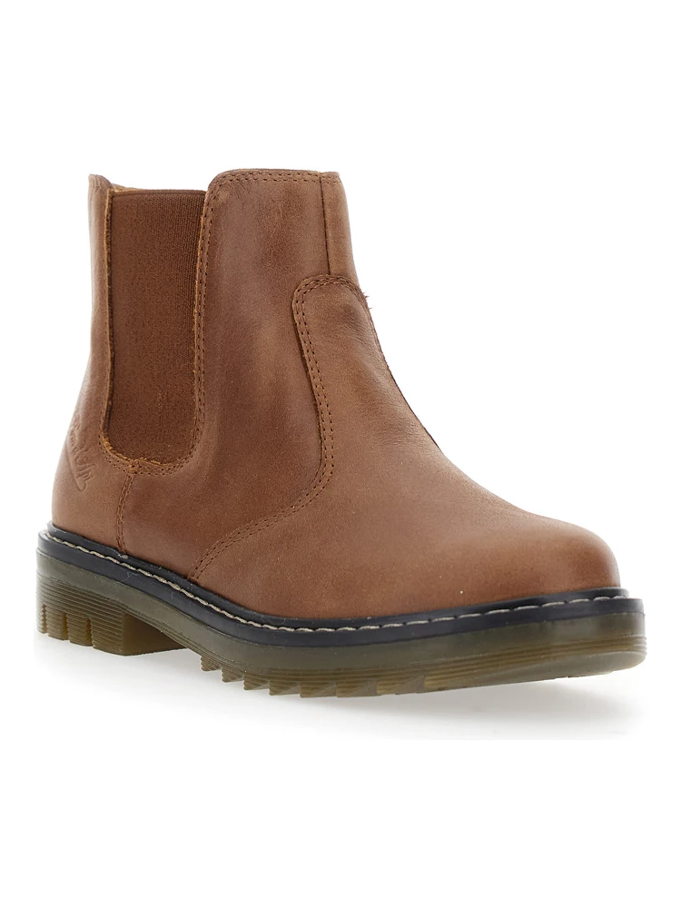 Brown Ankle Boots with Side Logo in Nubuck Leather Girl alternative