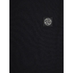 Black T-Shirt with Round Neck and Logo Patch on the Front in Cotton Boy