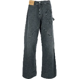 Grey Jeans with Logo Patch on the Front and Embroidered Logo on the Pocket in Cotton MAn