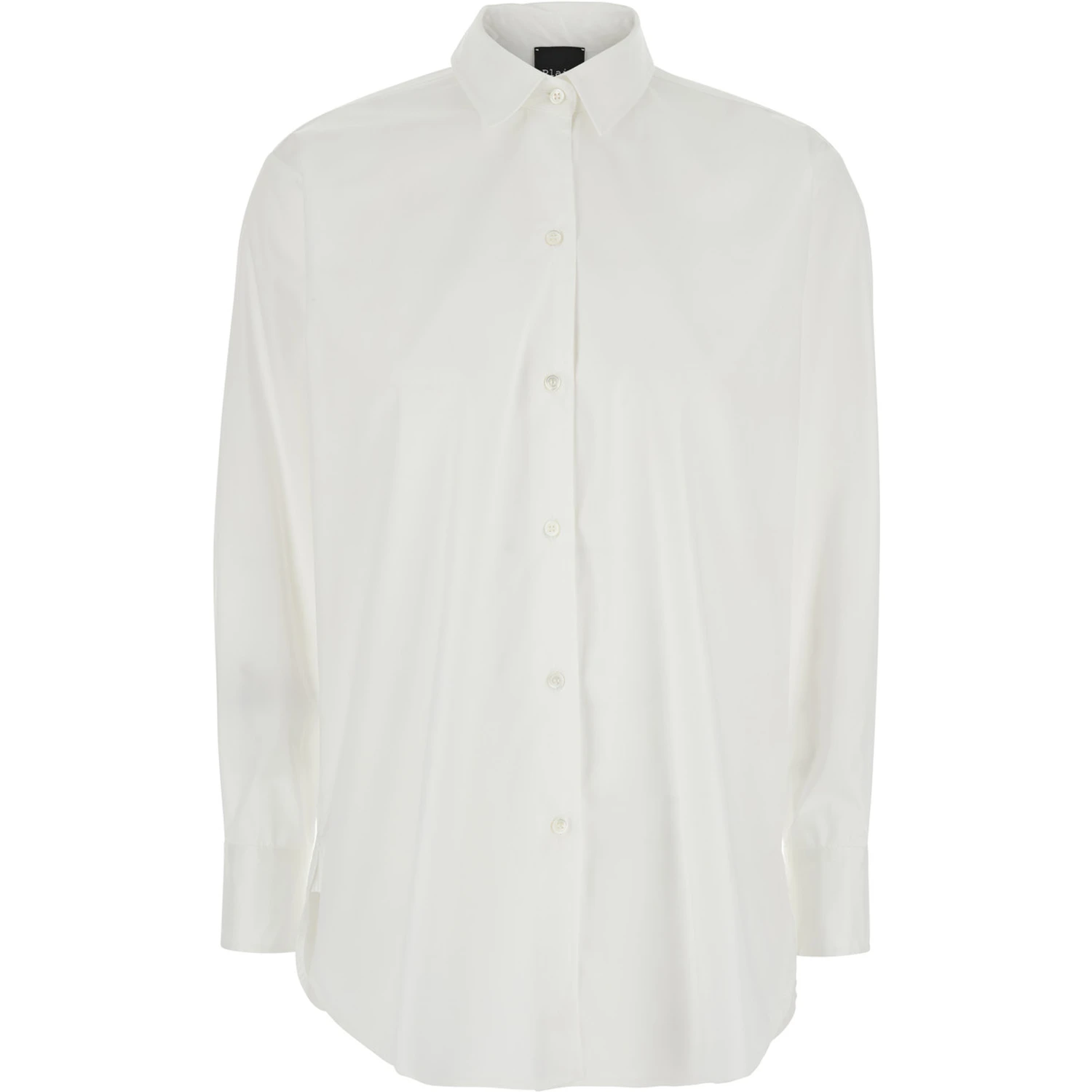 White Shirt with Classic Collar in Cotton Blend Stretch Woman