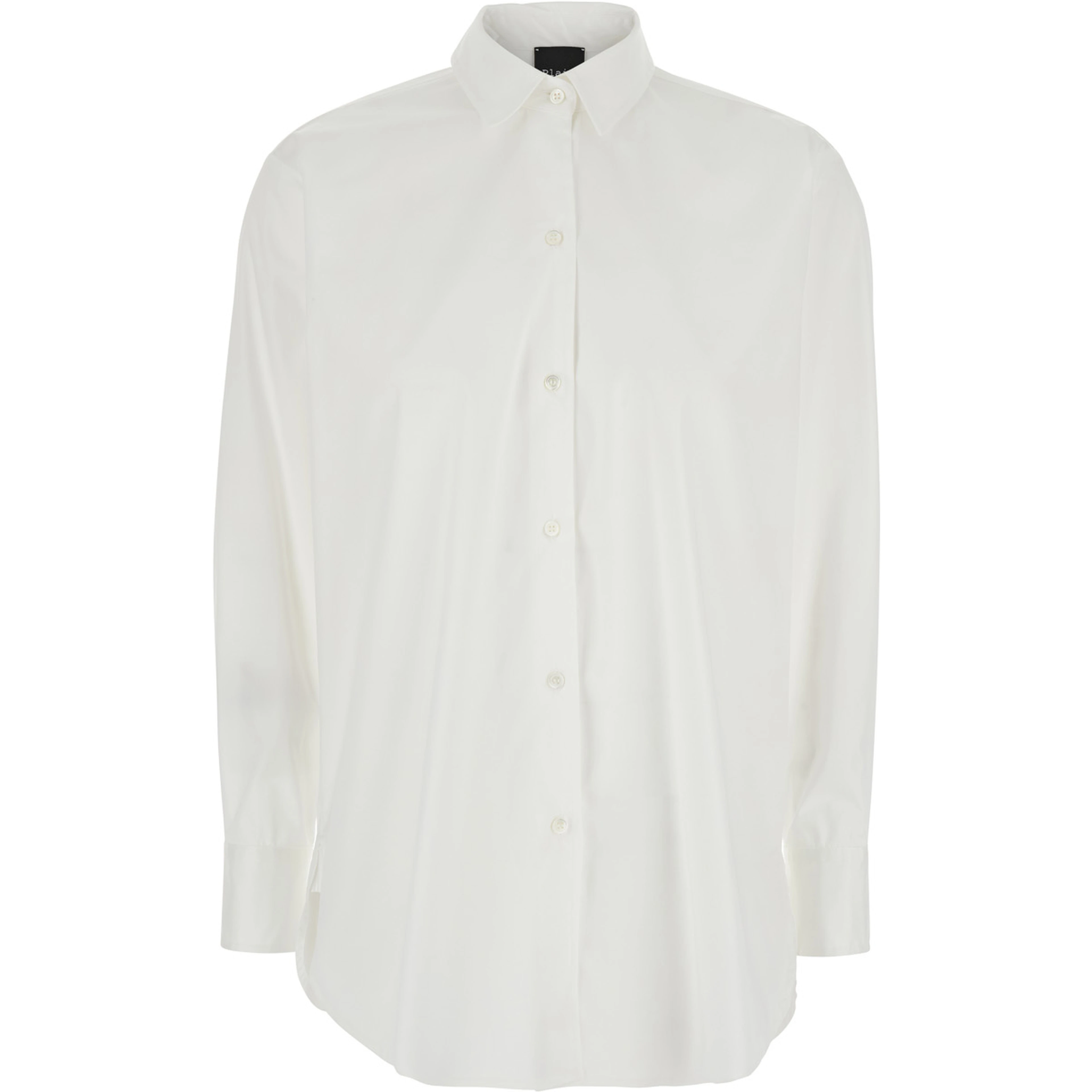 White Shirt with Classic Collar in Cotton Blend Stretch Woman