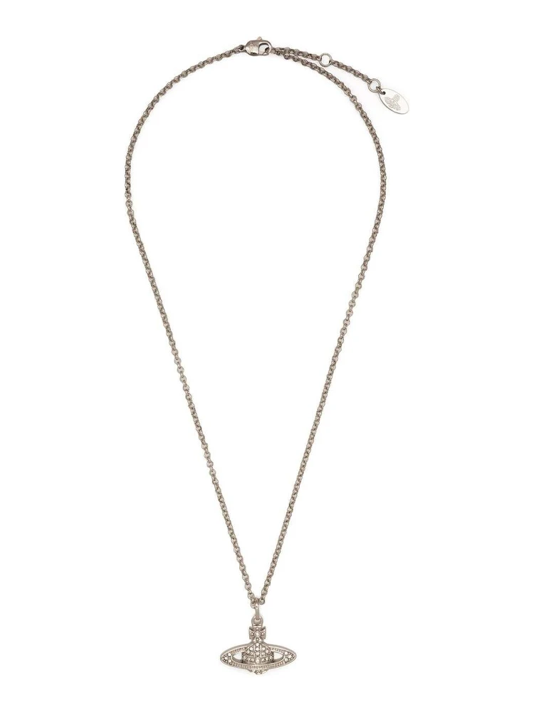 Silver-Colored Necklace with Orb Pendant in Brass Woman