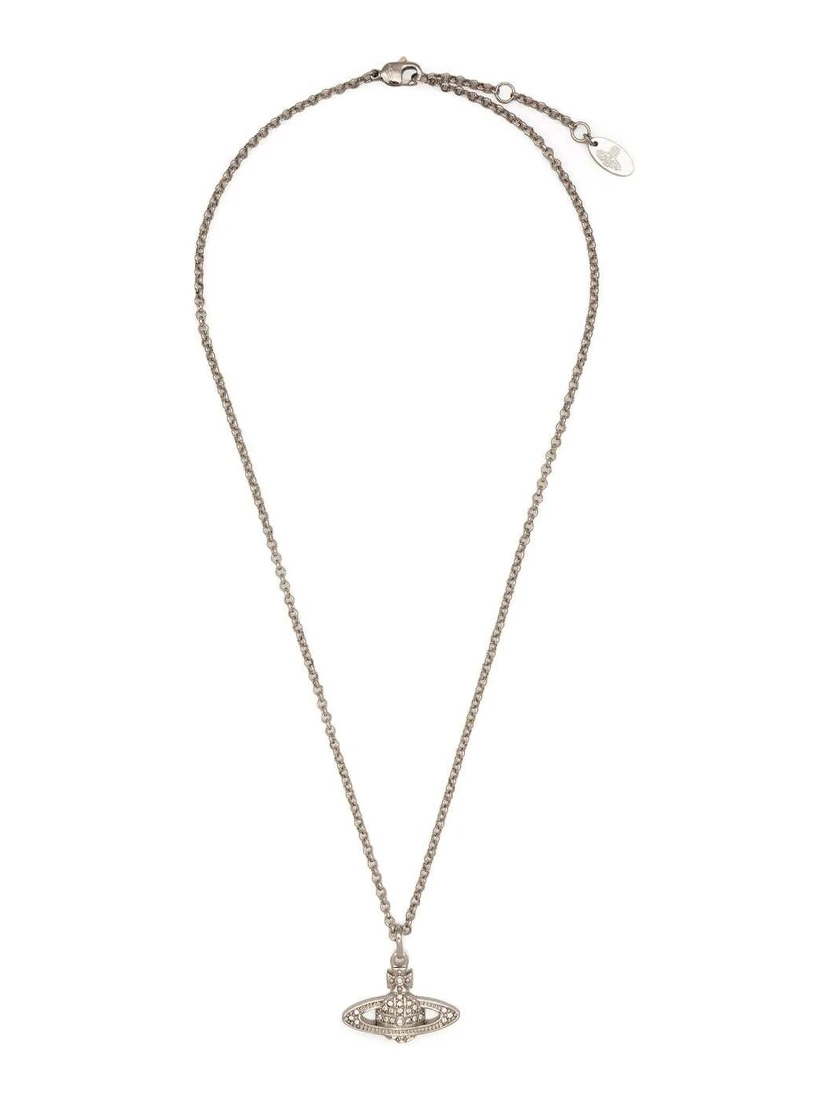 Silver-Colored Necklace with Orb Pendant in Brass Woman